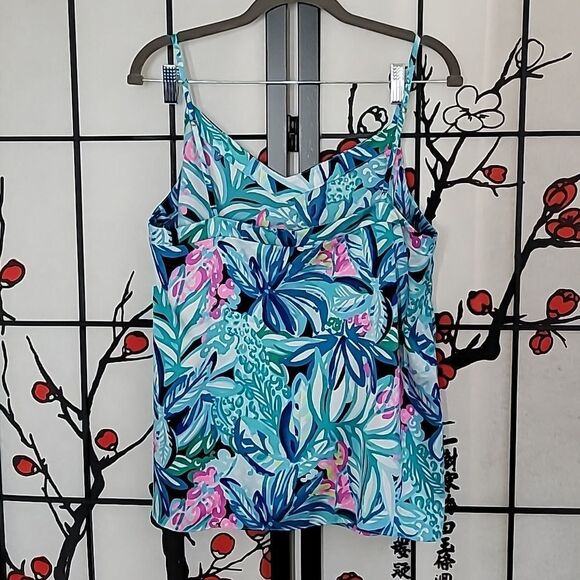 Lilly Pulitzer Margery Easy Fit Camo Blouse Floral Tropics Printed Tank Top - Picture 4 of 5
